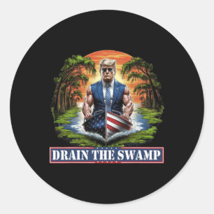 Adesivo Redondo Musculoso Donald Trump American Flag Boat Drain Th