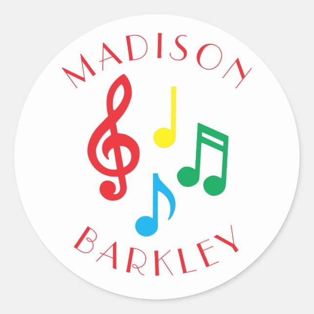 Adesivo Redondo Music Note Musical Teacher Classic Round Sticker (Frente)