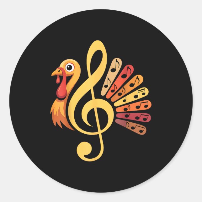 Adesivo Redondo Music Note Symbol Turkey Teacher Fall Thanksgiving (Frente)