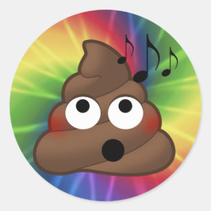 Adesivo Redondo Music Notes Poop Emoji Tie Dye Round Stickers
