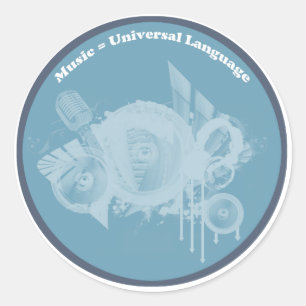Adesivo Redondo Music Universal Language Blue