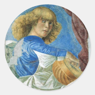 ADESIVO REDONDO MÚSICA AZUL DO FAZER DO ANJO DO NATAL