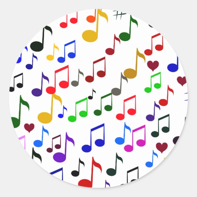Adesivo Redondo Música com Amor_ (Frente)