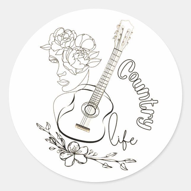 Adesivo Redondo Música country (Frente)