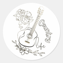 Adesivo Redondo Música country