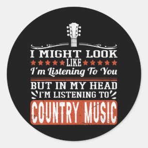 Adesivo Redondo Música country engraçada ao longo da música no oes