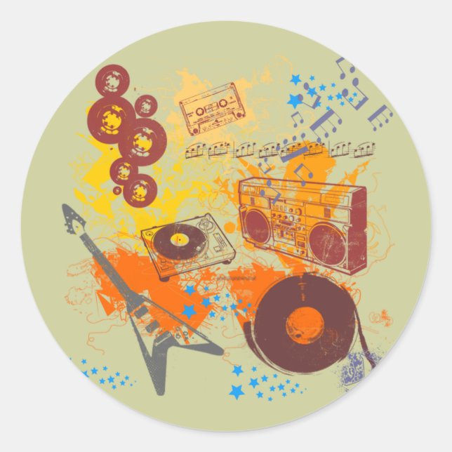 Adesivo Redondo Música de anos 80 Retroativa (Frente)