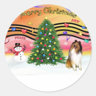 Adesivo Redondo Música de Natal 2 - Collie 1