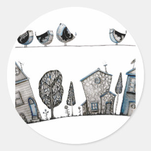 Adesivo Redondo Música de pássaro