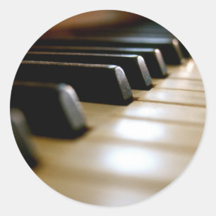 Adesivo Redondo Música de teclado na moda