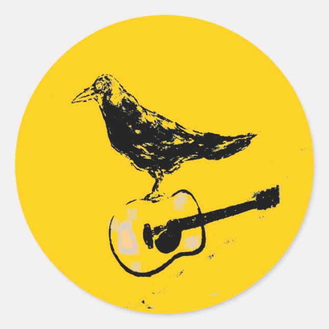 Adesivo Redondo música de violão de raven (Frente)