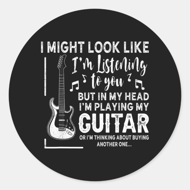 Adesivo Redondo Música de violão engraçada pode parecer que estou  (Frente)