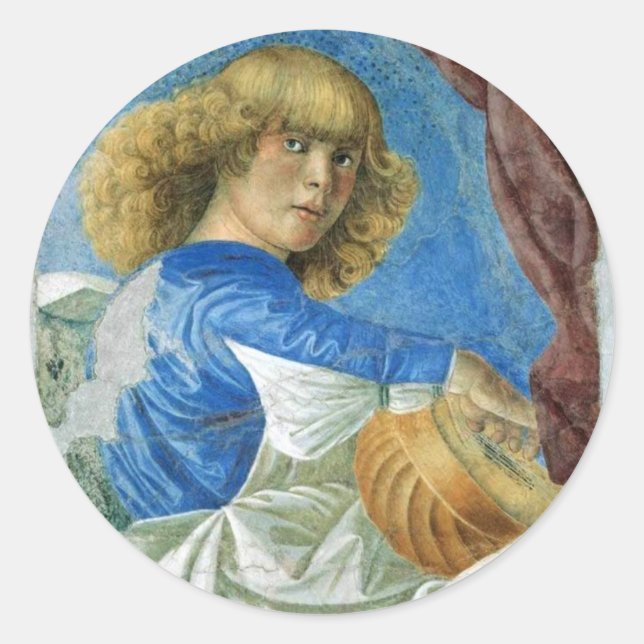 ADESIVO REDONDO MÚSICA DO FAZER ANGEL DE NATAL AZUL (Frente)