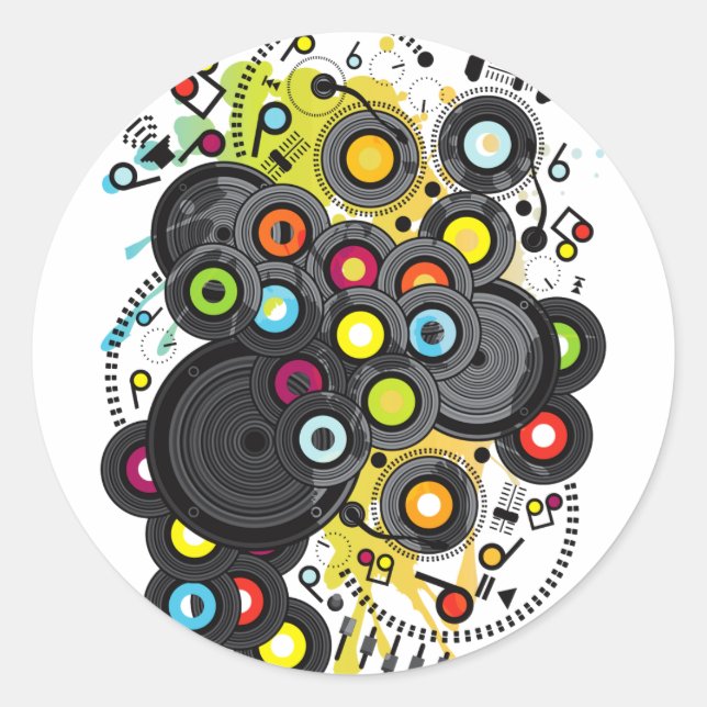 Adesivo Redondo música do século XX (Frente)