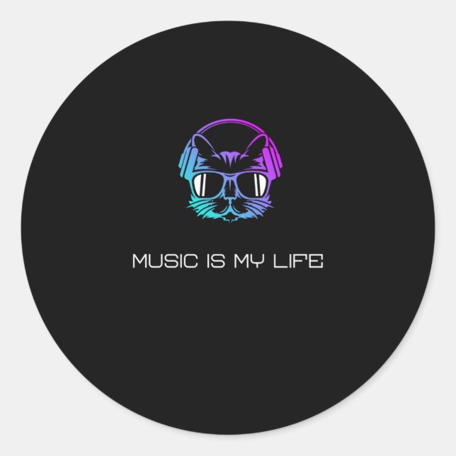Adesivo Redondo Música é Minha Vida (Frente)