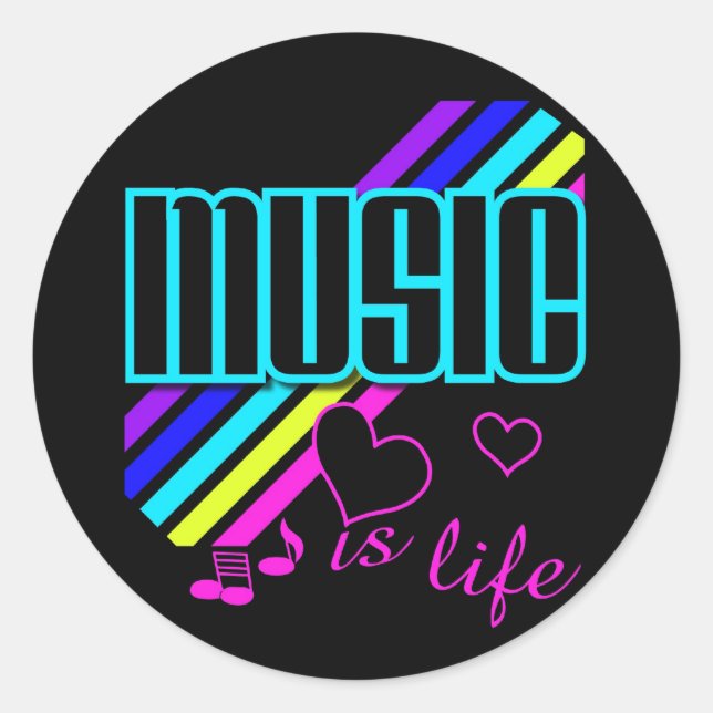 Adesivo Redondo Música é vida (Frente)