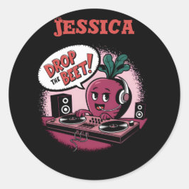 Adesivo Redondo Música Engraçada Larga A Beterraba