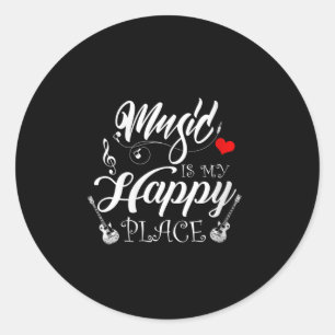 Adesivo Redondo Música Feminina É Meu Lugar Feliz Citação Motivaci