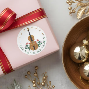 Adesivo Redondo Música Floral do Elegante Nutcracker Violin