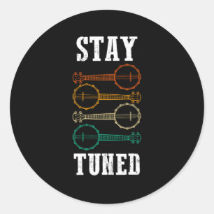 Adesivo Redondo Música Folk do Banjo Player Bluegrass Fique Ajusta