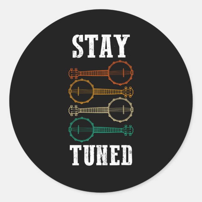 Adesivo Redondo Música Folk do Banjo Player Bluegrass Fique Ajusta (Frente)