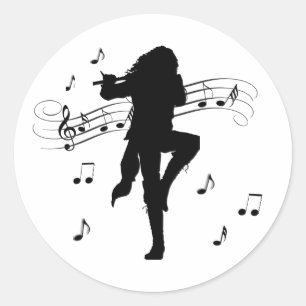 Adesivo Redondo Música Incrível de Flautista Solitário 