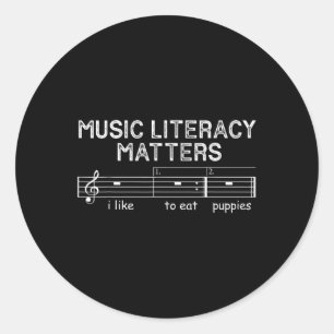 Adesivo Redondo Música Literacia Então Eu Gosto De Comer Puppies