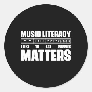 Adesivo Redondo Música Literacia Importa Que Eu Gosto De Comer Mús