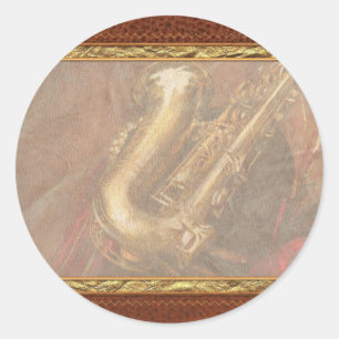 Adesivo Redondo Música - Metais - Saxofone