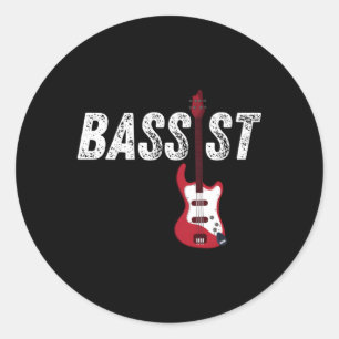 Adesivo Redondo Música Musical De Violão De Bassista