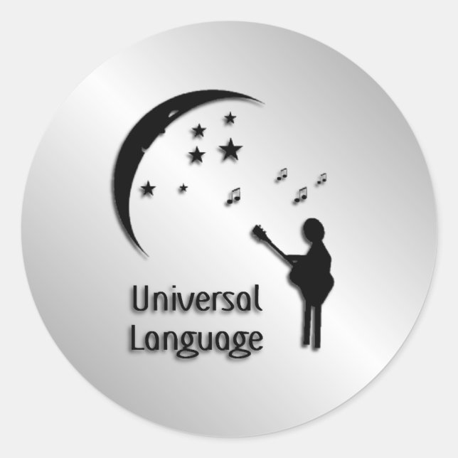 Adesivo Redondo Música na Língua Universal (Frente)