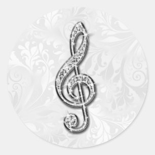 Adesivo Redondo Música Nota Floral Damask Diamante Impresso