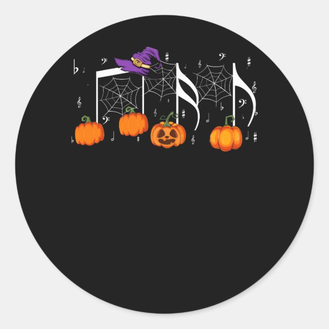 Adesivo Redondo Música Nota Pumpkin Fall Music Professora Hallowee (Frente)