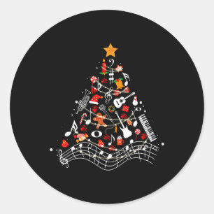 Adesivo Redondo Música Notas de Natal Árvore Música de Professores