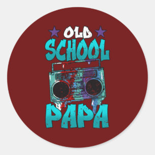Adesivo Redondo Música Trap Hip Hop Papa Old School Boombox Mascul