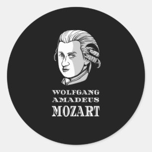 Adesivo Redondo Música - Wolfgang Amadeus Mozart Retrato