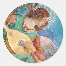 Adesivo Redondo Musical angel playing guitar