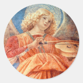 Adesivo Redondo Musical angel playing the violin fresco