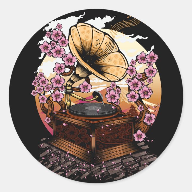 Adesivo Redondo Musical de Cherry Blossom (Frente)