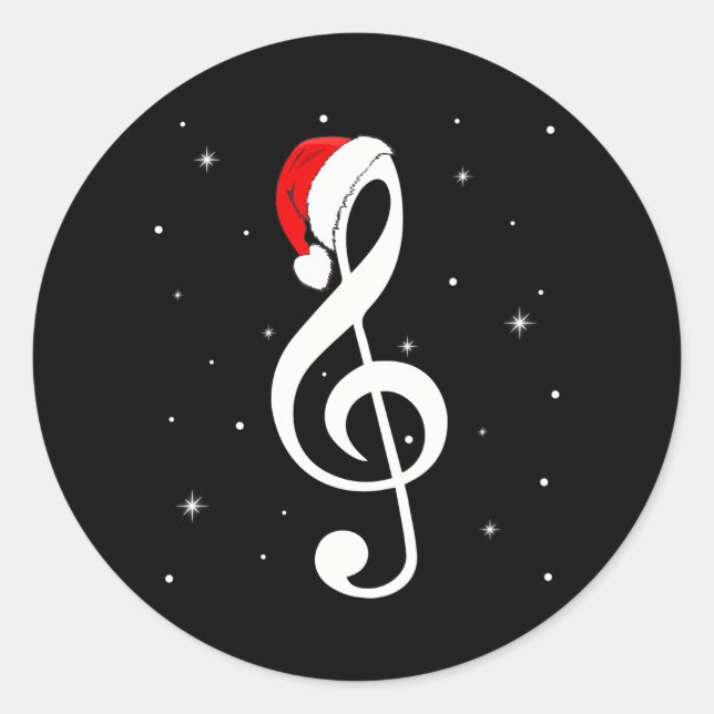 Adesivo Redondo Musical Note Santa Hat Music Lover Feliz (Frente)
