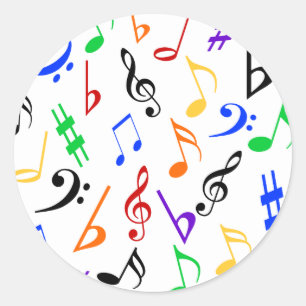 Adesivo Redondo Musical Notes Music Stickers - Multi
