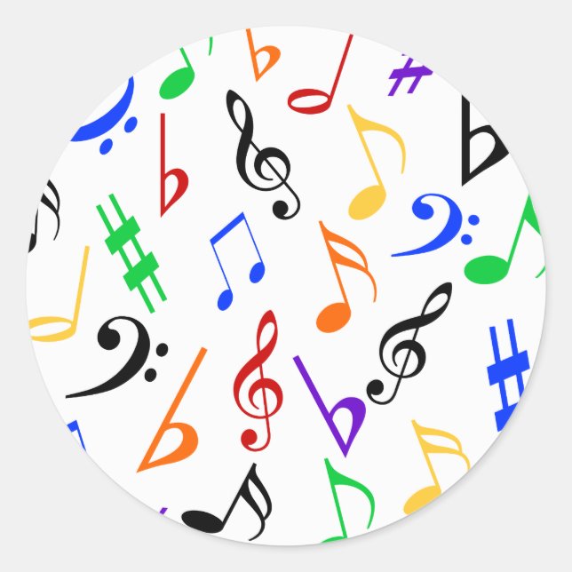 Adesivo Redondo Musical Notes Music Stickers - Multi (Frente)