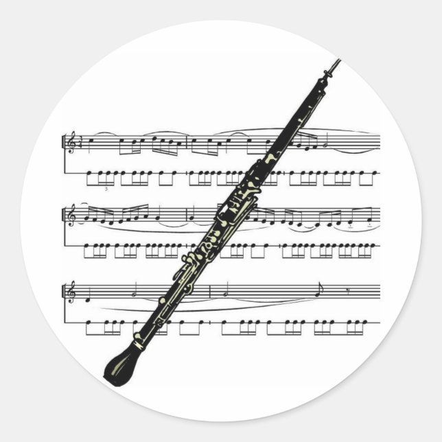Adesivo Redondo musical Oboe 01 B (Frente)