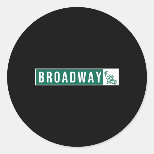 Adesivo Redondo Musical Theater Broadway Street Sign (Frente)