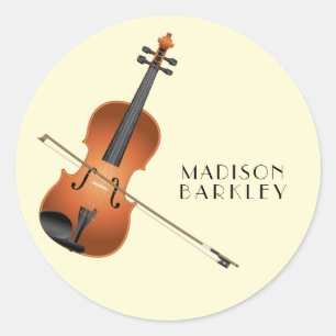 Adesivo Redondo Musicário de Professores de Música Viola Violin