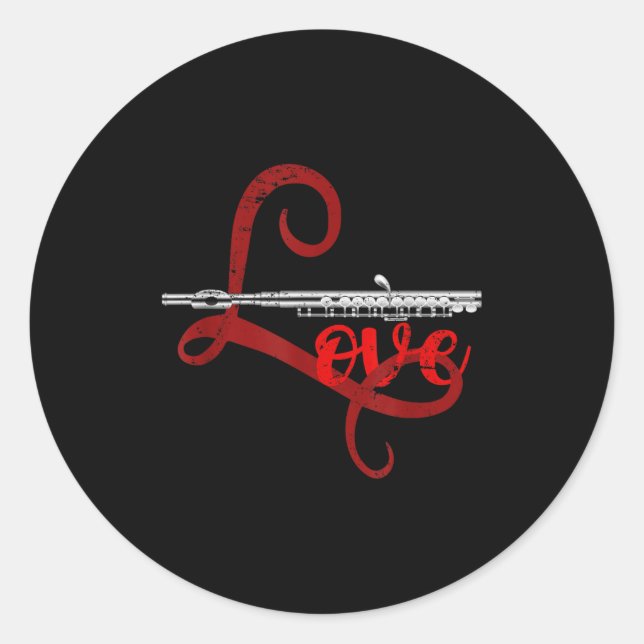 Adesivo Redondo Musician Flutist Valentines Day Gift Orchestra Flu (Frente)