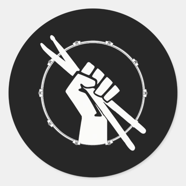 Adesivo Redondo Músico baterista que ama tambores (Frente)