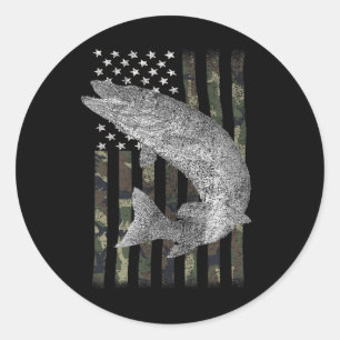 Adesivo Redondo Musky Fisheries Camouflage Flag Muskie