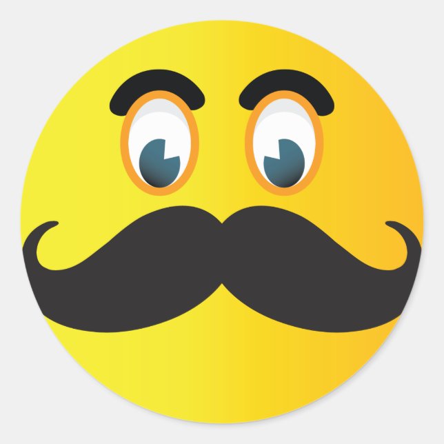 Adesivo Redondo Mustache Emoji Sticker (Frente)