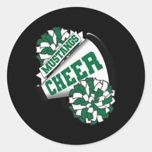 Adesivo Redondo Mustangs Cheer Ck Espírito de Animação Escolar G
